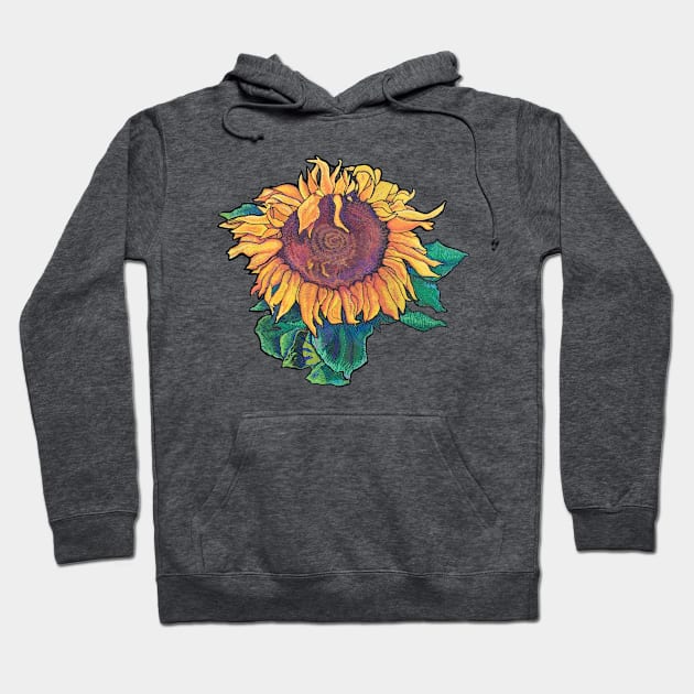Big Sunflower Moderna Hoodie by NoCoBirds
